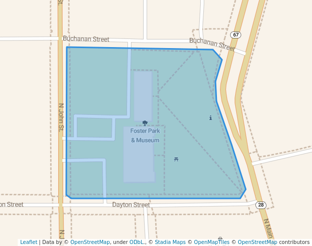 walking in Foster Park & Museum map in Mayville