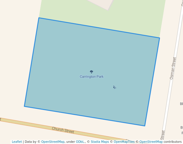 walking in Carrington Park map in Blayney