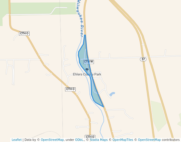 walking in Ehlers County Park map in Saukville