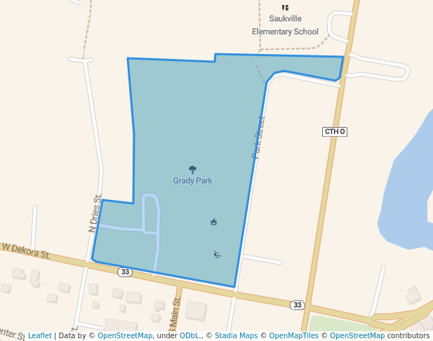 walking in Grady Park map in Saukville