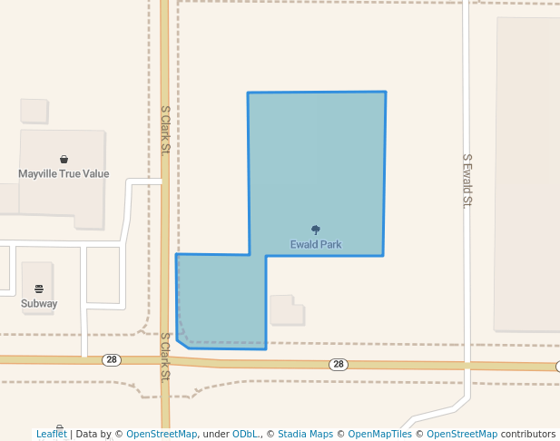 walking in Ewald Park map in Mayville