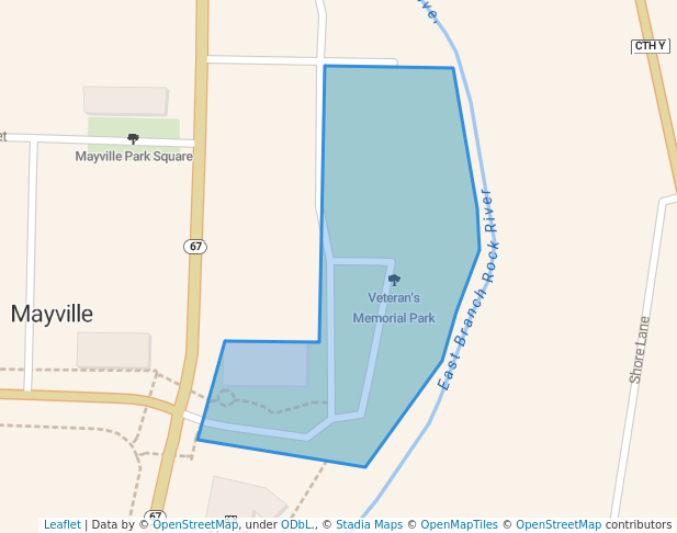 walking in Veteran's Memorial Park map in Mayville