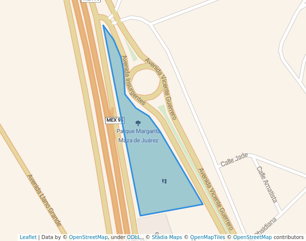 walking in Parque Margarita Maza de Juárez map in Chilpancingo de los Bravo