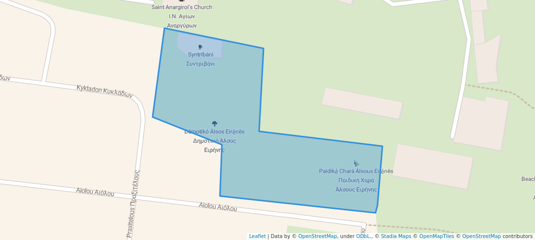 walking in Δημοτικό Άλσος Ειρήνης map in Agia Varvara