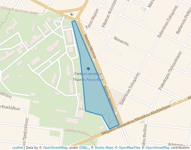 walking in Πάρκος Λοιμωδών map in Egaleo