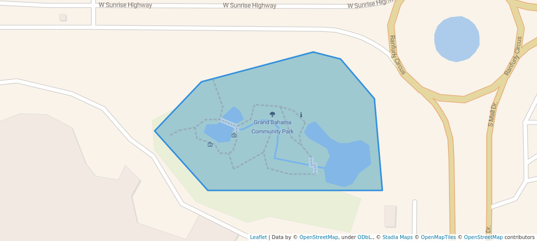 walking in Grand Bahama Community Park map in Freeport