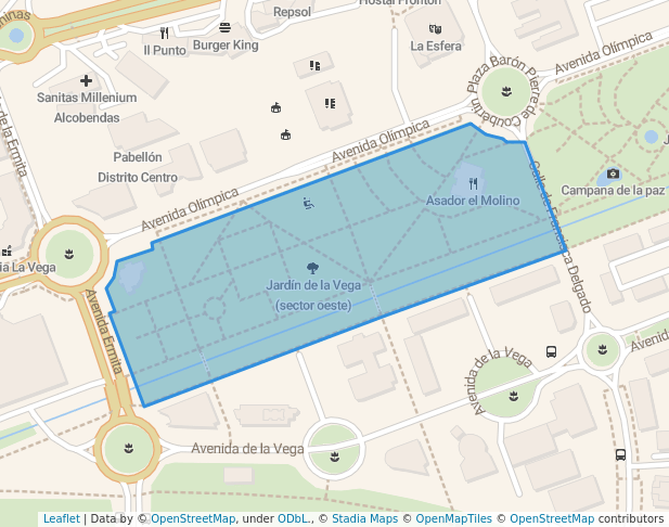 walking in Jardín de la Vega (sector oeste) map in Alcobendas