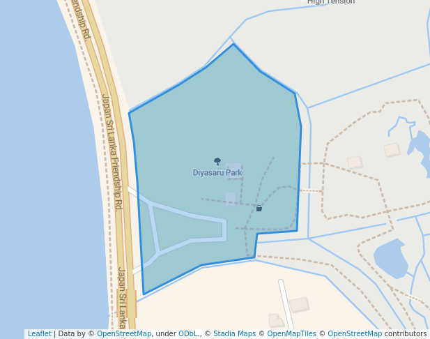 walking in Diyasaru Park map in Sri Jayawardenepura Kotte