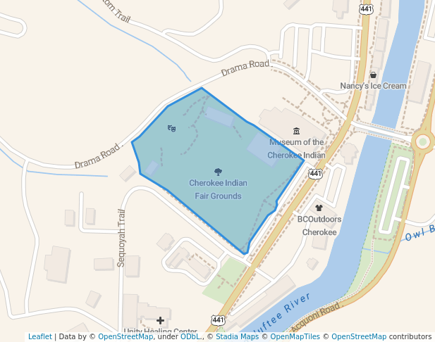 walking in Cherokee Indian Fair Grounds map in Cherokee