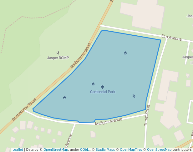 walking in Centennial Park map in Jasper