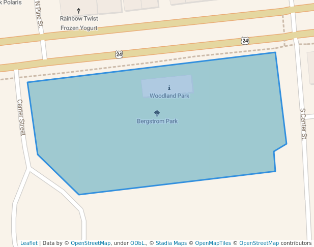 walking in Bergstrom Park map in Woodland Park