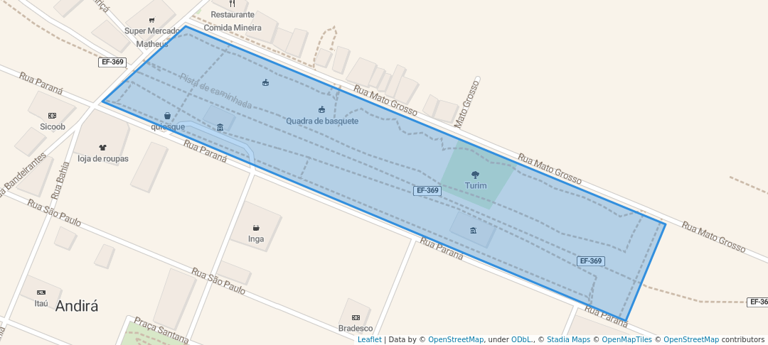 walking in Praça Professor Turim map in Andirá