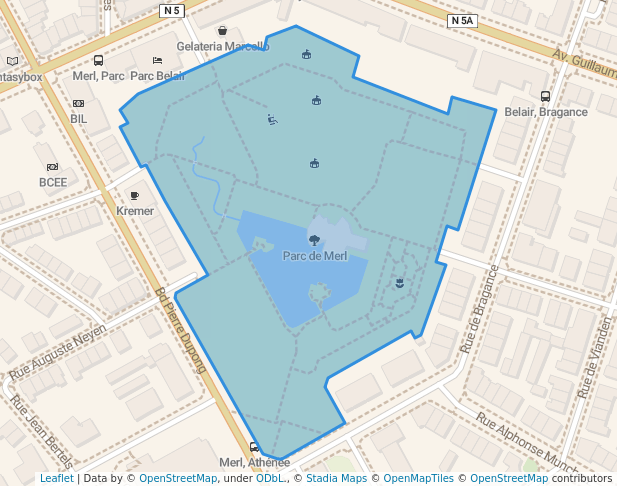 walking in Parc de Merl map in Luxembourg