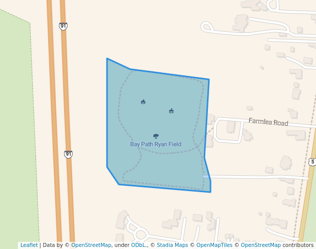 walking in Bay Path Ryan Field map in Longmeadow