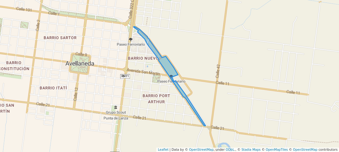 walking in Paseo Ferroviario map in Avellaneda