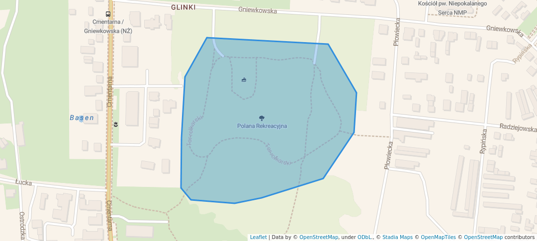 walking in Park na osiedlu Glinki-Rupienica map in Bydgoszcz