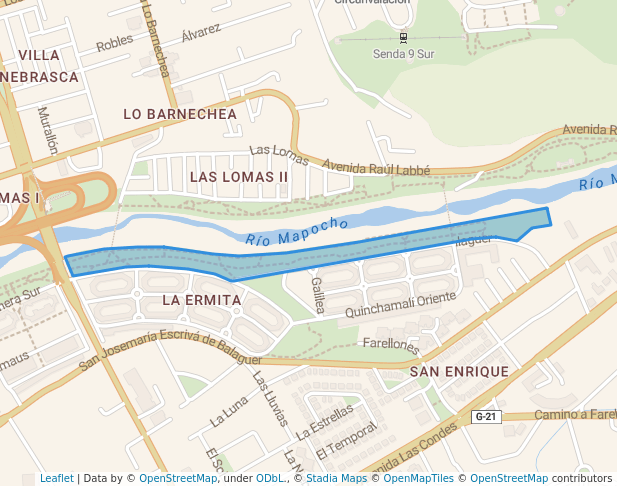 walking in Parque Costanera Escrivá de Balaguer map in Santiago