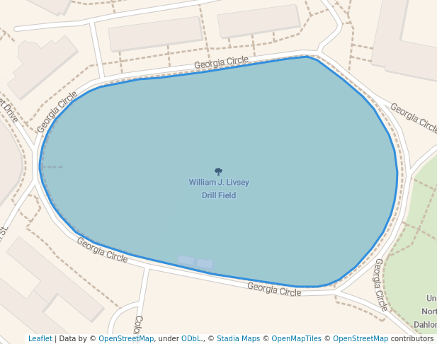 walking in William J. Livsey Drill Field map in Dahlonega