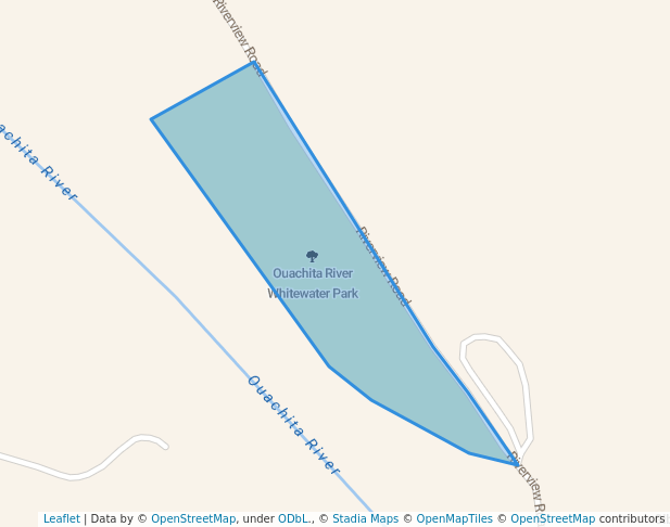 walking in Ouachita River Whitewater Park map in Malvern