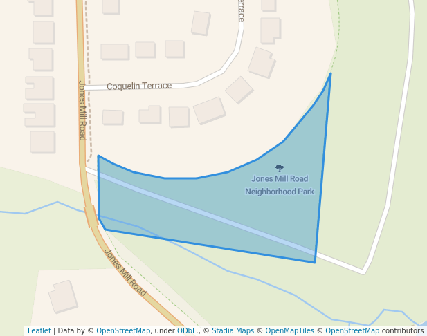 walking in Jones Mill Road Neighborhood Park map in Chevy Chase