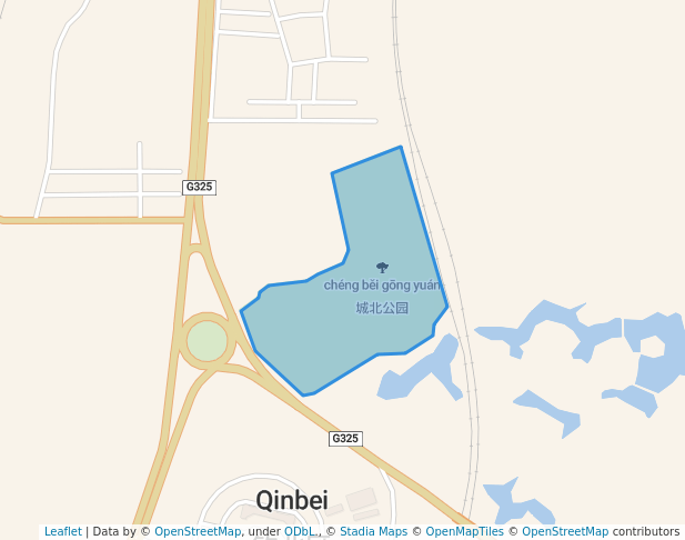 walking in 城北公园 map in Qin Zhou Shi