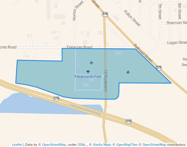walking in Fairgrounds Park map in Scribner