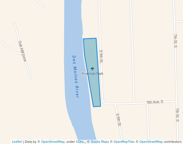 walking in Riverside Park map in Humboldt