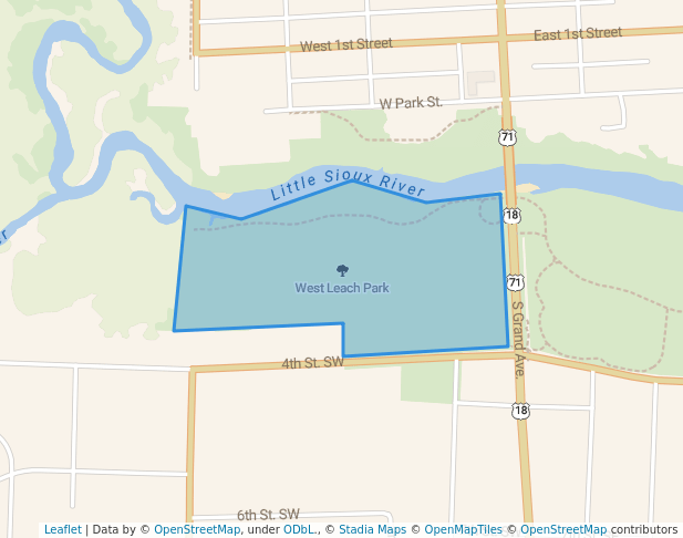 walking in West Leach Park map in Spencer