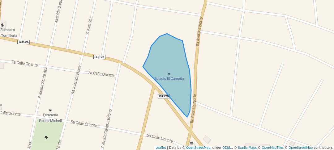 walking in Polideportivo El Campito map in Cojutepeque