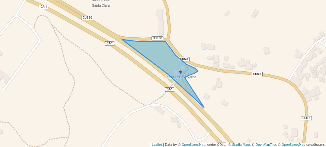 walking in Plaza La Cruz Verde map in Santa Cruz Michapa