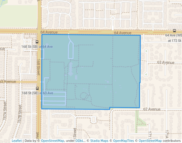 walking in Cloverdale Athletic Park map in Surrey