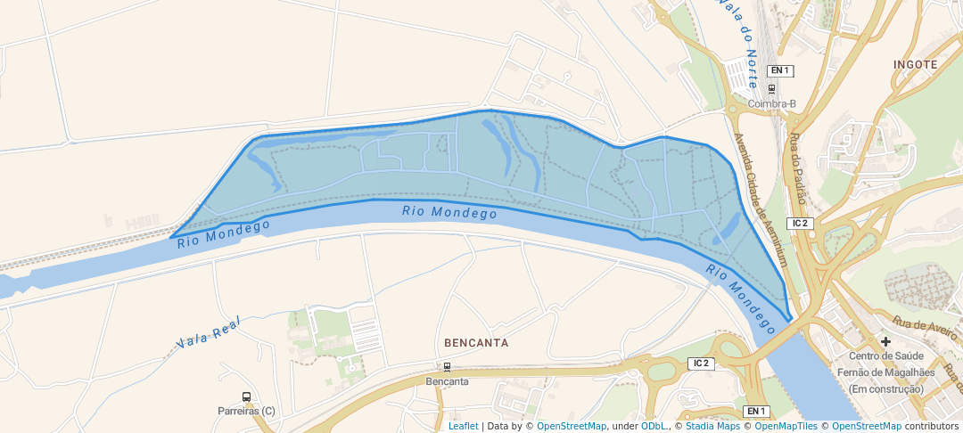 walking in Mata Nacional do Choupal map in Coimbra