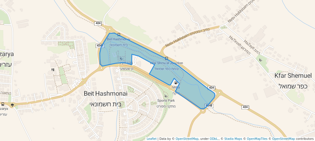 walking in Beit Hashmonai recration erea map in Beit Hashmonai