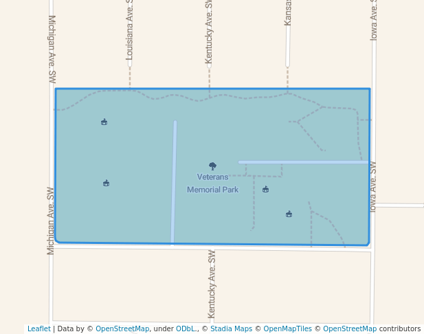 walking in Veterans Memorial Park map in Orange City