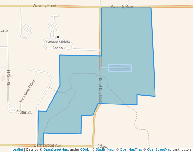walking in Plum Creek Park map in Seward