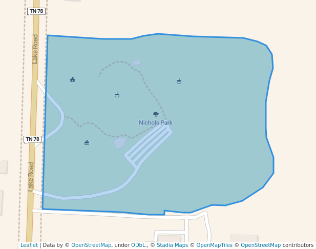 walking in Nichols Park map in Dyersburg