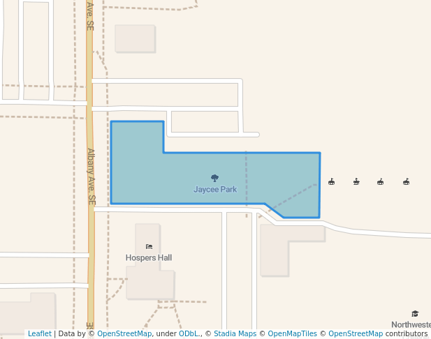 walking in Jaycee Park map in Orange City