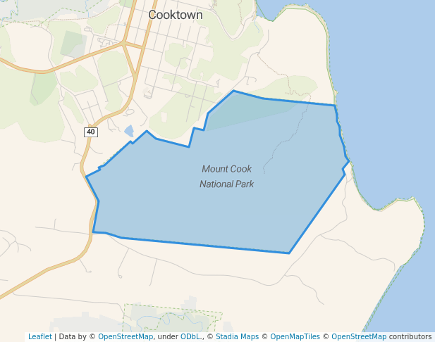 walking in Mount Cook National Park map in Degarra