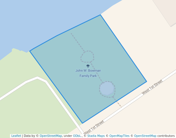 walking in John W. Bowman Family Park map in Rock Falls