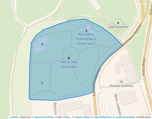 walking in Park im. Ireny Styczyńskiej map in Nowy Sącz