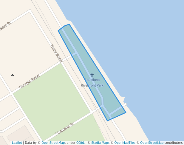 walking in Louisiana Riverfront Park map in Louisiana