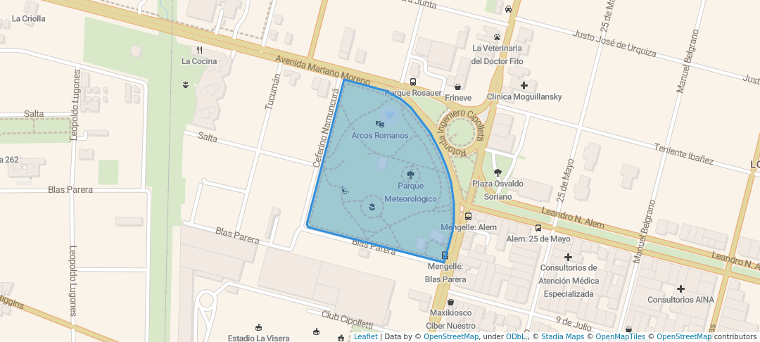 walking in Parque Rosauer map in Cipolletti