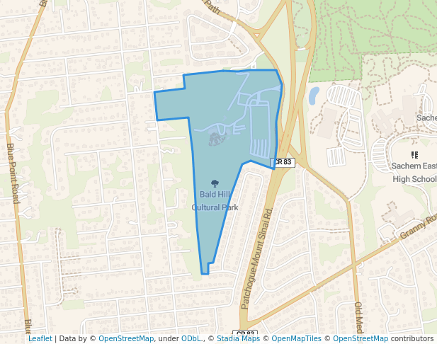 walking in Bald Hill Cultural Park map in Farmingville