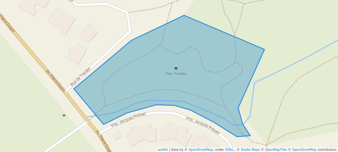 walking in Parc Treulen map in Auray