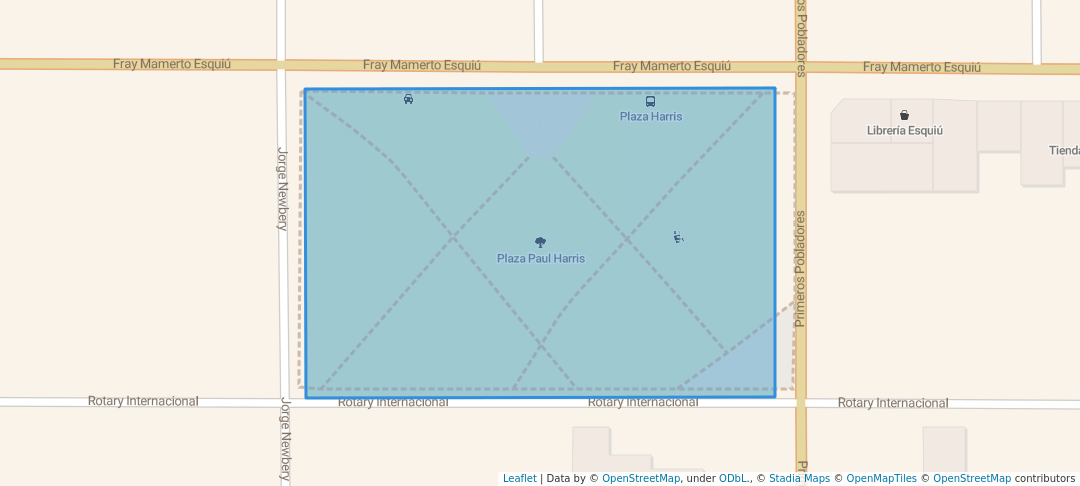 walking in Plaza Paul Harris map in Cipolletti