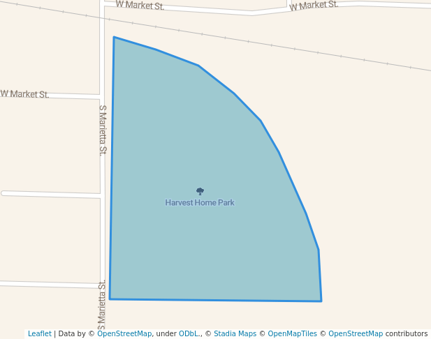 walking in Harvest Home Park map in Yates City