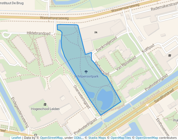 walking in Schilperoortpark map in Leiden