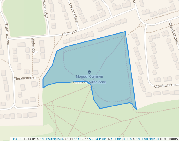 walking in Morpeth Common Flood Protection Zone map in Morpeth