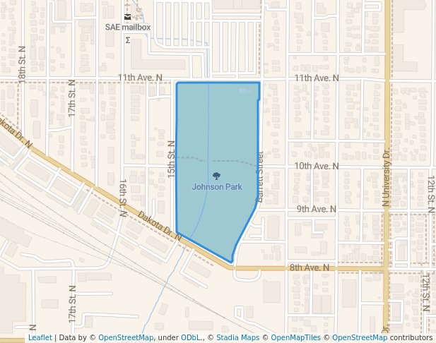 walking in Johnson Park map in Fargo