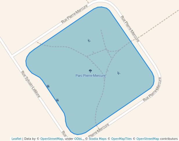 walking in Parc Pierre-Mercure map in Vaudreuil-Dorion